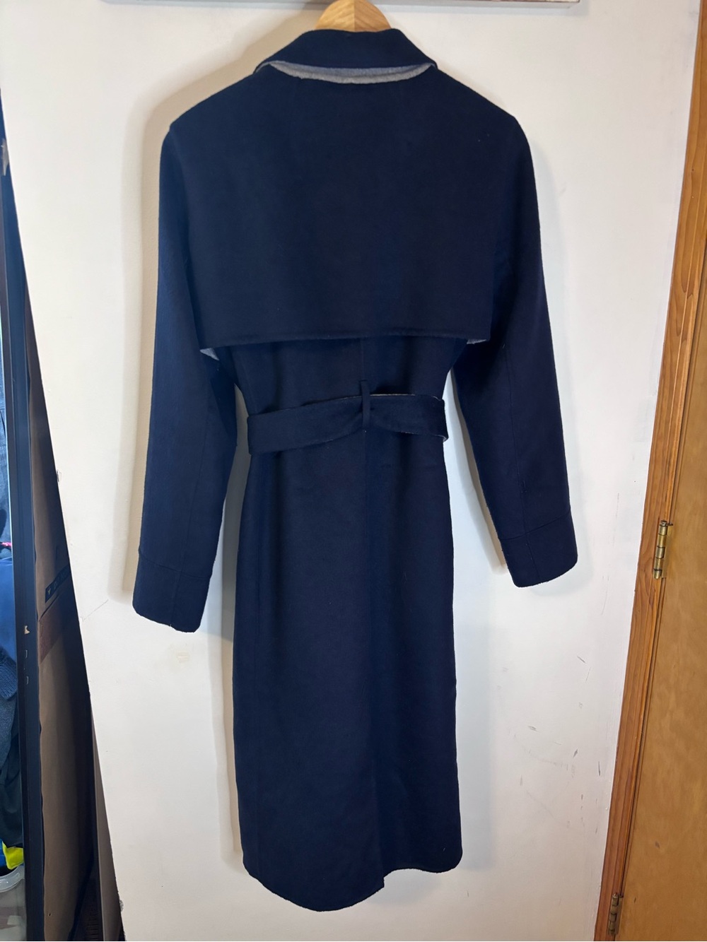 J. Crew Harriet Double Faced Wool Hooded Trench Navy Gray - Picture 13 of 14